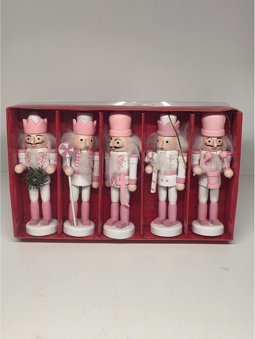 5PCS Christmas Tree Decoration Nutcracker Soldier Hanging Wooden Ornament